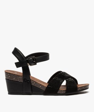 Sandales femme à talon compensé et brides strass vue1 - GEMO(URBAIN) - GEMO