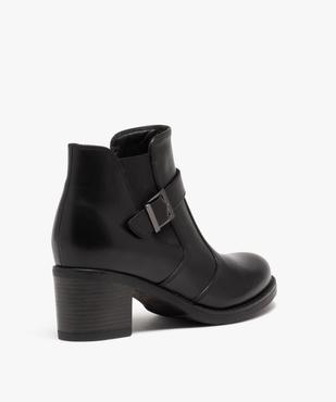 Boots femme dessus en cuir uni à talon carré vue4 - GEMO(URBAIN) - GEMO