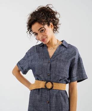 Robe longue chemise à manches courtes femme - LuluCastagnette vue3 - LULUCASTAGNETTE - GEMO
