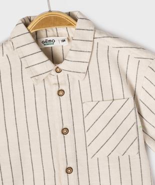 Chemise rayée à manches courtes contenant du lin garçon vue2 - GEMO(BEBE DEBT) - GEMO