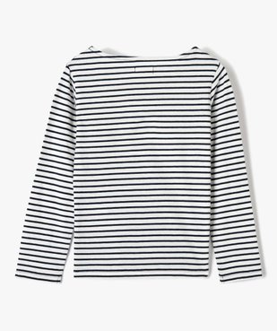 Tee-shirt fille rayé à manches longues avec broderies fleuries vue3 - GEMO (ENFANT) - GEMO