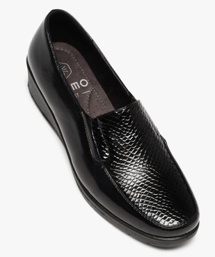 Mocassins femme confort et dessus vernis uni à talon compensé vue5 - GEMO 4G FEMME - GEMO