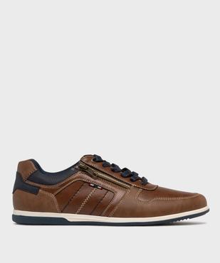 Baskets basses surpiquées à lacets, zip et fine semelle homme - Urban Steps vue2 - URBAN STEPS - GEMO