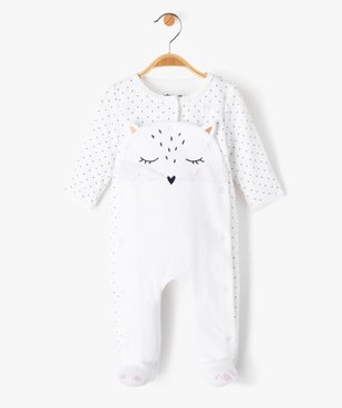 Pyjama ouverture devant avec motif chat bébé fille vue1 - GEMO 4G BEBE - GEMO