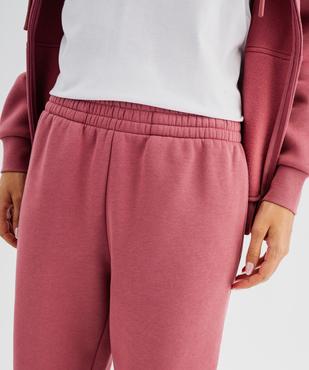 Pantalon de jogging en molleton uni à taille élastiquée femme vue3 - GEMO 4G FEMME - GEMO