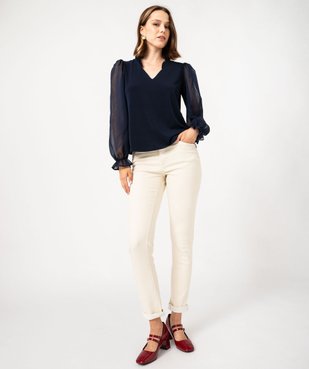 Blouse unie avec manches longues en voile femme vue5 - GEMO(FEMME PAP) - GEMO