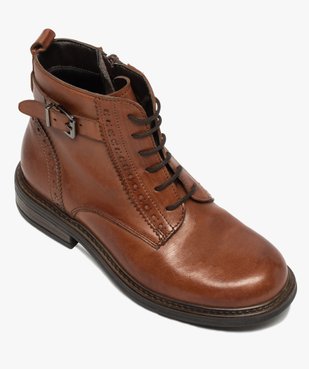 Boots fille dessus cuir ajouré à fermeture lacets et zip vue5 - GEMO (ENFANT) - GEMO