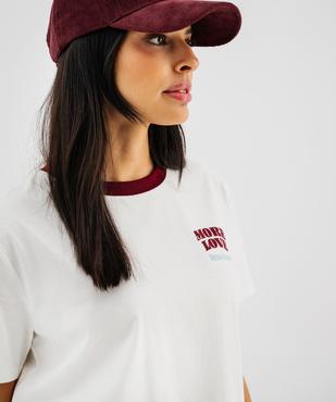 Tee-shirt manches courtes coupe oversize avec message femme vue2 - GEMO 4G FEMME - GEMO
