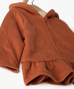 Sweat bébé fille à capuche fermeture zippé doublé peluche vue2 - GEMO(BEBE DEBT) - GEMO