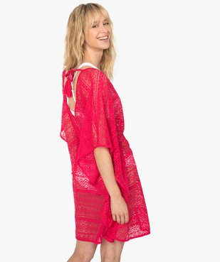 Robe de plage femme en maille ajourée vue3 - GEMO (PLAGE) - GEMO