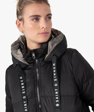 Blouson matelassé femme long avec capuche vue2 - GEMO(FEMME PAP) - GEMO