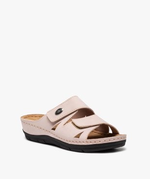 Mules femme confort unies dessus cuir à brides scratch  vue2 - G'FLEX - GEMO