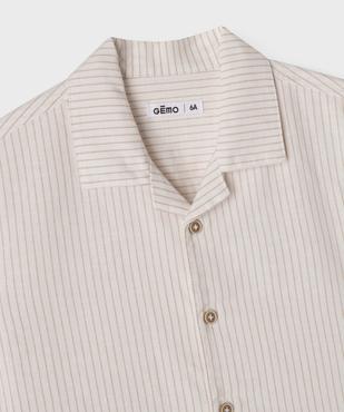 Chemise rayée à manches courtes en lin et coton garçon vue2 - GEMO (ENFANT) - GEMO