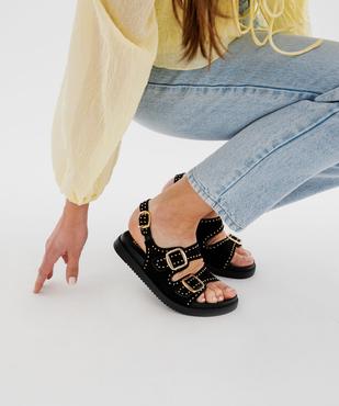 Mules à épaisse semelle en suédine à clous dorés femme vue7 - 5 MILES - GEMO