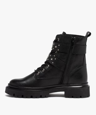 Bottines femme à talon large dessus cuir style rock vue3 - GEMO (CASUAL) - GEMO