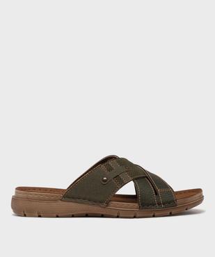 Mules semelle intérieure cuir et larges brides croisées homme - G'Flex vue1 - G'FLEX - GEMO