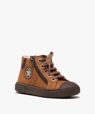 Boots garçon en cuir fermeture lacets et zip - Bopy vue2 - BOPY - GEMO