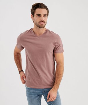 Tee-shirt à manches courtes et col V homme vue1 - GEMO 4G HOMME - GEMO