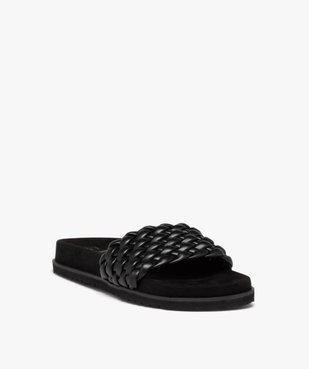 Mules femme à talon plat et bandeau tressé rembourré vue2 - GEMO (CASUAL) - GEMO