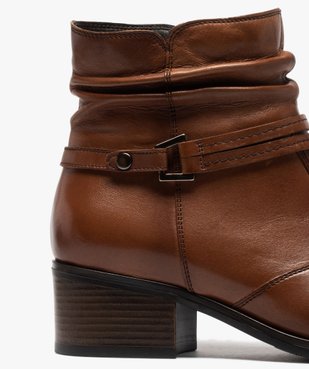 Boots femme à talon large et tige plissée en cuir vue6 - Nikesneakers (CASUAL) - Nikesneakers