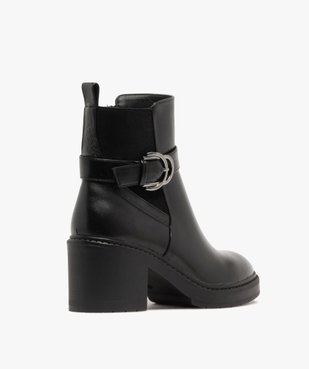 Boots femme à talon carré avec boucle métallisée et détails en suédine vue4 - GEMO(URBAIN) - GEMO