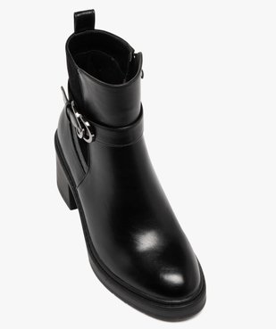 Boots femme à talon carré avec boucle métallisée et détails en suédine vue5 - GEMO(URBAIN) - GEMO