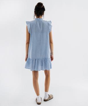 Robe courte sans manches en seersucker rayé femme vue3 - GEMO(FEMME PAP) - GEMO