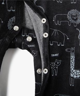 Pyjama bébé en velours ouvert devant avec motifs de la jungle vue2 - GEMO(BB COUCHE) - GEMO