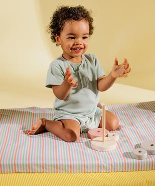 Pyjashort en coton à col tunisien et short rayé bébé garçon vue1 - GEMO 4G BEBE - GEMO