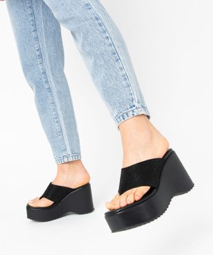 Mules femme compensées à entre-doigts orné de strass vue7 - GEMO(URBAIN) - GEMO