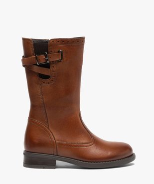 Bottes fille style cavalière en cuir uni avec bride décorative vue1 - GEMO (ENFANT) - GEMO