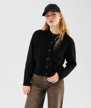 Gilet à grand col en maille bouclette femme vue2 - GEMO(FEMME PAP) - GEMO