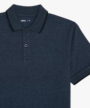 Polo garçon à manches courtes avec col fantaisie vue2 - GEMO (JUNIOR) - GEMO