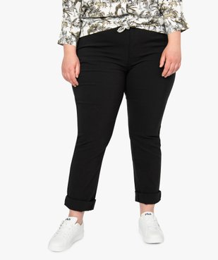 Pantalon femme droit en toile fine stretch vue1 - GEMO (G TAILLE) - GEMO
