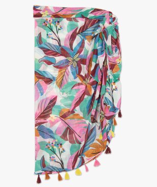 Paréo femme à motifs fleuris et finitions pompons vue4 - Nikesneakers (ACCESS) - Nikesneakers