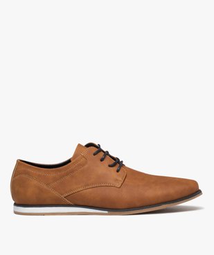 Derbies homme unis à semelle contrastée vue1 - GEMO(URBAIN) - GEMO