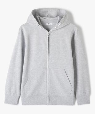 Sweat garçon uni à capuche avec fermeture zippée vue1 - GEMO (JUNIOR) - GEMO