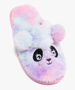 Chaussons fille mules plates à poils doux tête de panda vue5 - GEMO (ENFANT) - GEMO