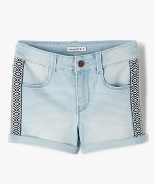 Short en jean fille avec rubans géométriques - LuluCastagnette vue1 - LULUCASTAGNETTE - GEMO