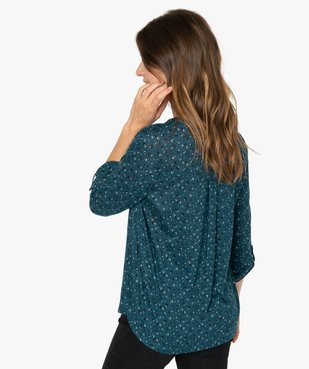 Tee-shirt femme manches 3/4 imprimé à col original vue3 - GEMO C4G FEMME - GEMO