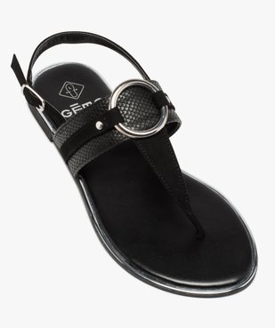 Sandales femme à talon plat et entre-doigts avec anneau métal Coupe spéciale pied large vue5 - GEMO (CASUAL) - GEMO