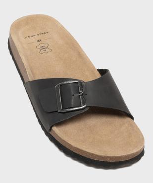 Sandales mules à large bride et semelle intérieure cuir homme vue5 - URBAN STEPS - GEMO