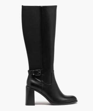 Bottes femmes unies à talon carré évasé avec tige élastique vue1 - GEMO(URBAIN) - GEMO