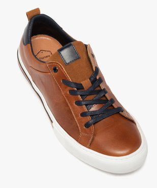 Baskets homme dessus cuir à lacets - Tanéo vue5 - TANEO - GEMO