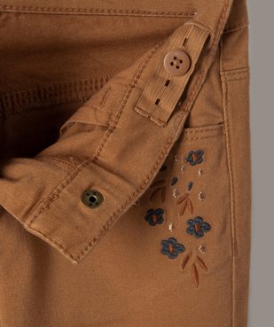 Pantalon fille coupe slim avec fleurs brodées vue5 - GEMO (ENFANT) - GEMO