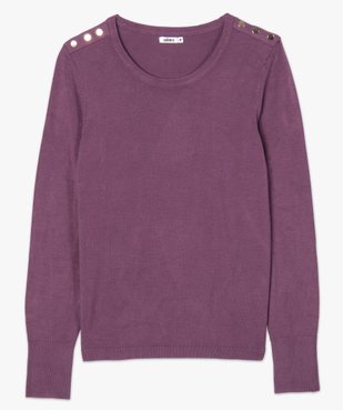 Pull femme en maille fine à col rond et boutons sur les épaules vue4 - GEMO(FEMME PAP) - GEMO
