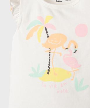Pyjashort en coton motif flamants roses bébé fille vue2 - GEMO 4G BEBE - GEMO