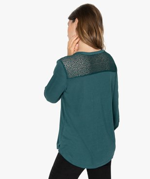 Tee-shirt femme à manches longues et dos dentelle vue3 - GEMO C4G FEMME - GEMO