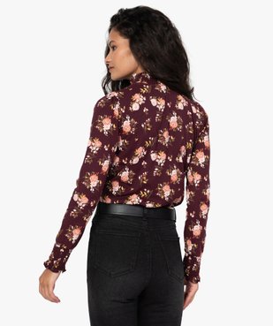 Tee-shirt femme col montant à motif fleuri vue3 - GEMO C4G FEMME - GEMO