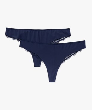 Tanga sans coutures en microfibre et dentelle femme (lot de 2) vue4 - GEMO(HOMWR FEM) - GEMO